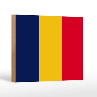Holzschild Flagge des Tschad 18x12 cm Flag of Chad Dekoration