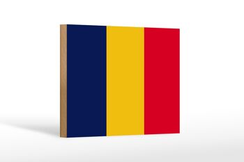 Panneau en bois drapeau du Tchad 18x12 cm Décoration drapeau du Tchad 1