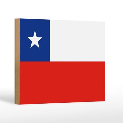 Letrero de madera Bandera de Chile 18x12 cm Decoración Bandera de Chile