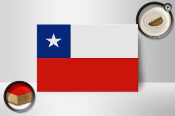 Panneau en bois drapeau du Chili 18x12 cm Décoration drapeau du Chili 2
