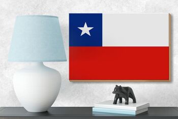 Panneau en bois drapeau du Chili 18x12 cm Décoration drapeau du Chili 3