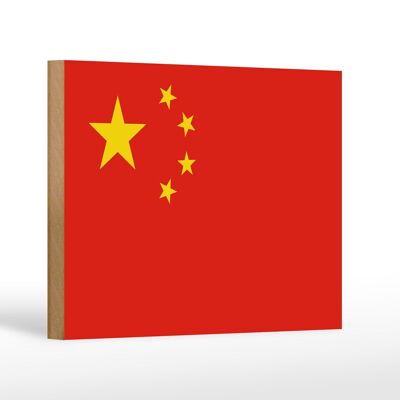 Panneau en bois drapeau Chine 18x12 cm Décoration drapeau de Chine