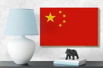Panneau en bois drapeau Chine 18x12 cm Décoration drapeau de Chine 3