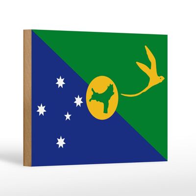 Cartello bandiera in legno Isola di Natale 18x12 cm Decorazione Isola di Natale