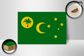 Panneau en bois drapeau des îles Cocos 18x12 cm Drapeau décoration des îles Cocos 2