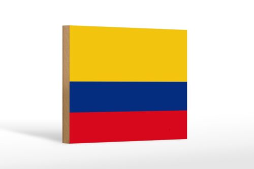 Holzschild Flagge Kolumbiens 18x12 cm Flag of Colombia Dekoration