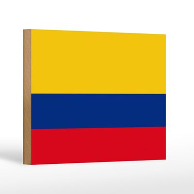 Letrero de madera Bandera de Colombia 18x12 cm Decoración Bandera de Colombia