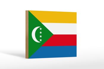 Panneau en bois drapeau des Comores 18x12 cm Décoration drapeau des Comores 1