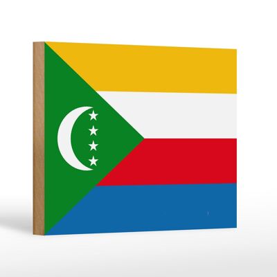 Holzschild Flagge der Komoren 18x12 cm Flag of the Comoros Dekoration