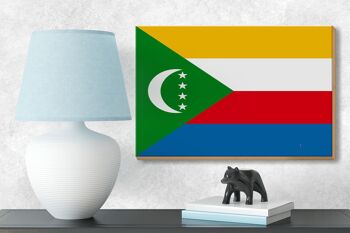 Panneau en bois drapeau des Comores 18x12 cm Décoration drapeau des Comores 3