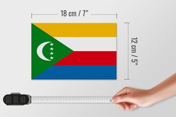 Panneau en bois drapeau des Comores 18x12 cm Décoration drapeau des Comores 4