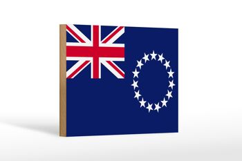 Panneau en bois drapeau des Îles Cook 18x12 cm Décoration drapeau des Îles Cook 1