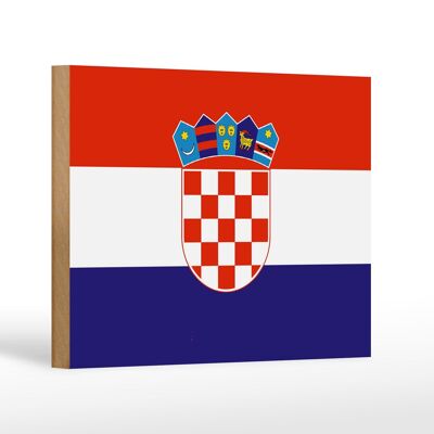 Letrero de madera bandera de Croacia 18x12 cm Bandera de Croacia decoración