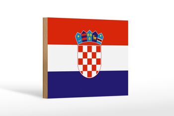 Panneau en bois drapeau de la Croatie 18x12 cm Décoration drapeau de la Croatie 1