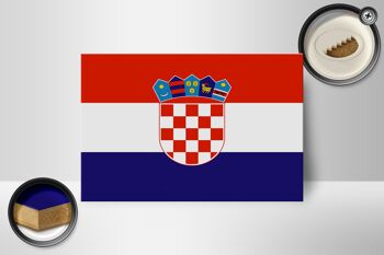 Panneau en bois drapeau de la Croatie 18x12 cm Décoration drapeau de la Croatie 2