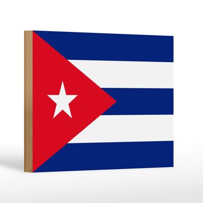 Panneau en bois drapeau de Cuba 18x12 cm Décoration drapeau de Cuba