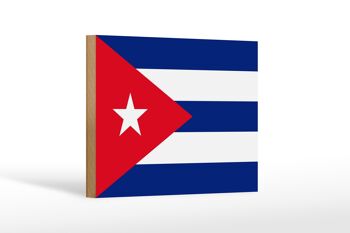 Panneau en bois drapeau de Cuba 18x12 cm Décoration drapeau de Cuba 1