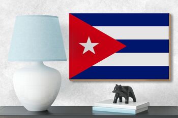 Panneau en bois drapeau de Cuba 18x12 cm Décoration drapeau de Cuba 3