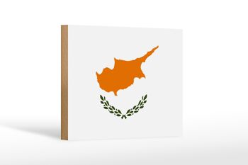 Panneau en bois drapeau Chypre 18x12 cm Décoration drapeau de Chypre 1