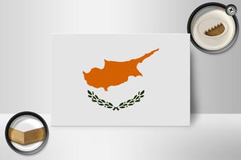 Panneau en bois drapeau Chypre 18x12 cm Décoration drapeau de Chypre 2