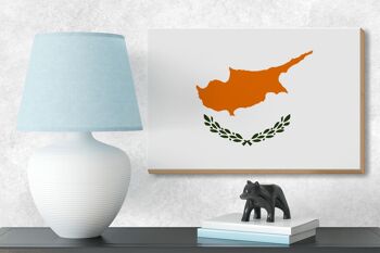 Panneau en bois drapeau Chypre 18x12 cm Décoration drapeau de Chypre 3
