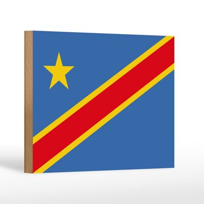 Letrero de madera bandera RD Congo 18x12 cm Bandera decoración democrática del Congo