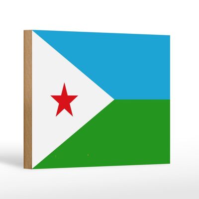 Letrero de madera Bandera de Yibuti 18x12 cm Bandera de Yibuti decoración