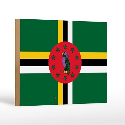 Letrero de madera bandera de Dominica 18x12 cm Decoración bandera de Dominica