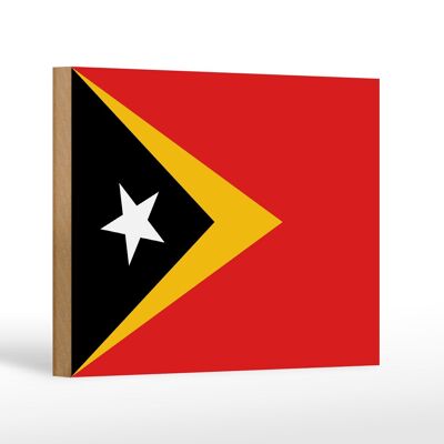 Cartello in legno bandiera di Timor Est 18x12 cm Decorazione bandiera di Timor Est
