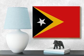 Panneau en bois drapeau du Timor oriental 18x12 cm Décoration drapeau du Timor oriental 3