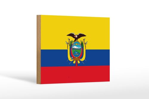 Holzschild Flagge Ecuadors 18x12 cm Flag of Ecuador Dekoration