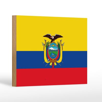 Cartello in legno bandiera dell'Ecuador 18x12 cm Decorazione bandiera dell'Ecuador