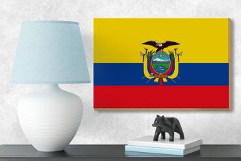 Panneau en bois drapeau de l'Équateur 18x12 cm Décoration drapeau de l'Équateur 3