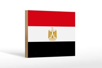 Panneau en bois drapeau de l'Egypte 18x12 cm Décoration drapeau de l'Egypte 1