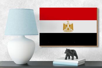 Panneau en bois drapeau de l'Egypte 18x12 cm Décoration drapeau de l'Egypte 3