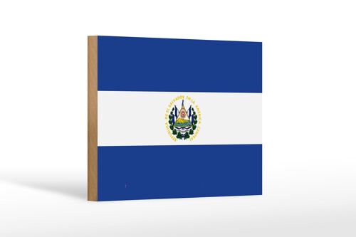 Holzschild Flagge El Salvadors 18x12cm Flag of El Salvador Dekoration