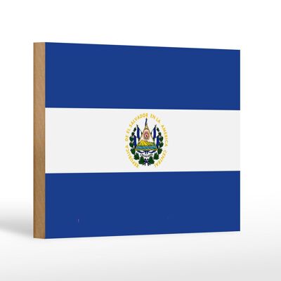 Holzschild Flagge El Salvadors 18x12cm Flag of El Salvador Dekoration