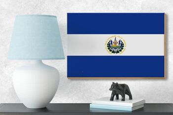 Panneau en bois drapeau du Salvador 18x12cm Décoration drapeau du Salvador 3