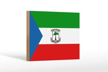 Panneau en bois drapeau de Guinée équatoriale, 18x12 cm, décoration de drapeau 1