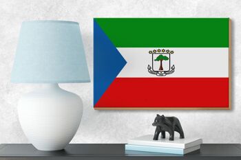 Panneau en bois drapeau de Guinée équatoriale, 18x12 cm, décoration de drapeau 3