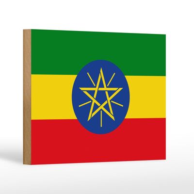 Cartello in legno bandiera dell'Etiopia 18x12 cm Decorazione bandiera dell'Etiopia