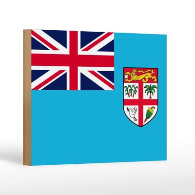 Letrero de madera Bandera de Fiji 18x12 cm Decoración Bandera de Fiji