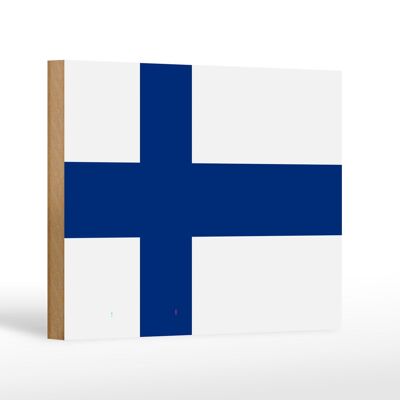 Holzschild Flagge Finnlands 18x12 cm flag of Finland Dekoration