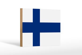 Panneau en bois drapeau de la Finlande 18x12 cm, décoration du drapeau de la Finlande 1