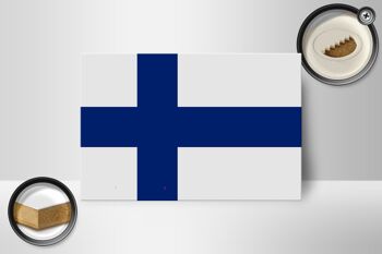 Panneau en bois drapeau de la Finlande 18x12 cm, décoration du drapeau de la Finlande 2