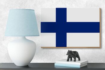 Panneau en bois drapeau de la Finlande 18x12 cm, décoration du drapeau de la Finlande 3