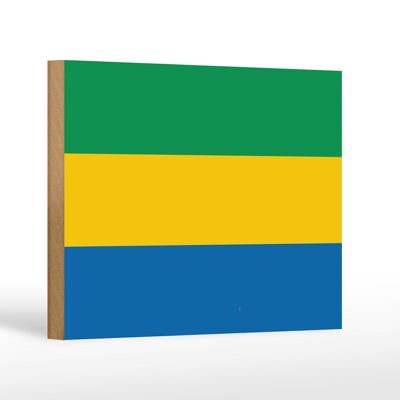 Panneau en bois drapeau du Gabon 18x12 cm Décoration drapeau du Gabon