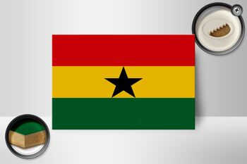 Panneau en bois drapeau du Ghana 18x12 cm Décoration drapeau du Ghana 2