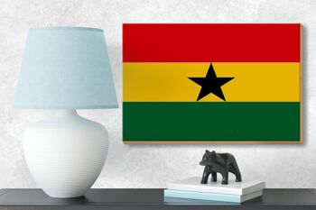 Panneau en bois drapeau du Ghana 18x12 cm Décoration drapeau du Ghana 3