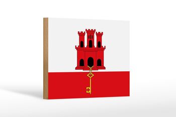 Panneau en bois drapeau de Gibraltar 18x12 cm décoration drapeau de Gibraltar 1